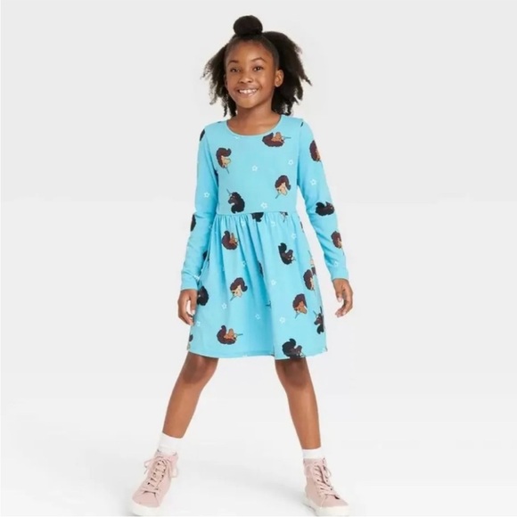 Afro Unicorn Long Sleeve Skater Dress - Picture 1 of 4
